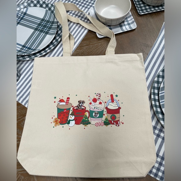Christmas Coffee Lovers Canva Tote Bag Organic Cotton - Picture 2 of 3